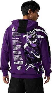 bewakoof X Marvel Black Panther Men's Polycotton Oversized Fit Hoodies | Hoodie for Men Winter Wear-picture-37