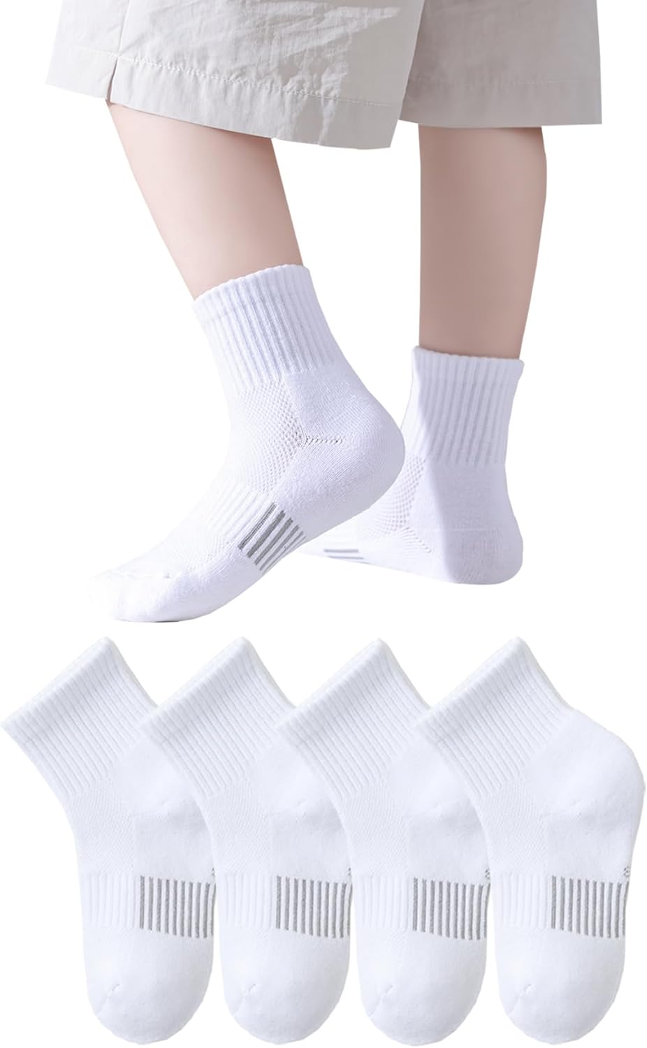 Boys Athletic Socks Half Cushion Crew Cotton Soft Breathable Socks for Kids