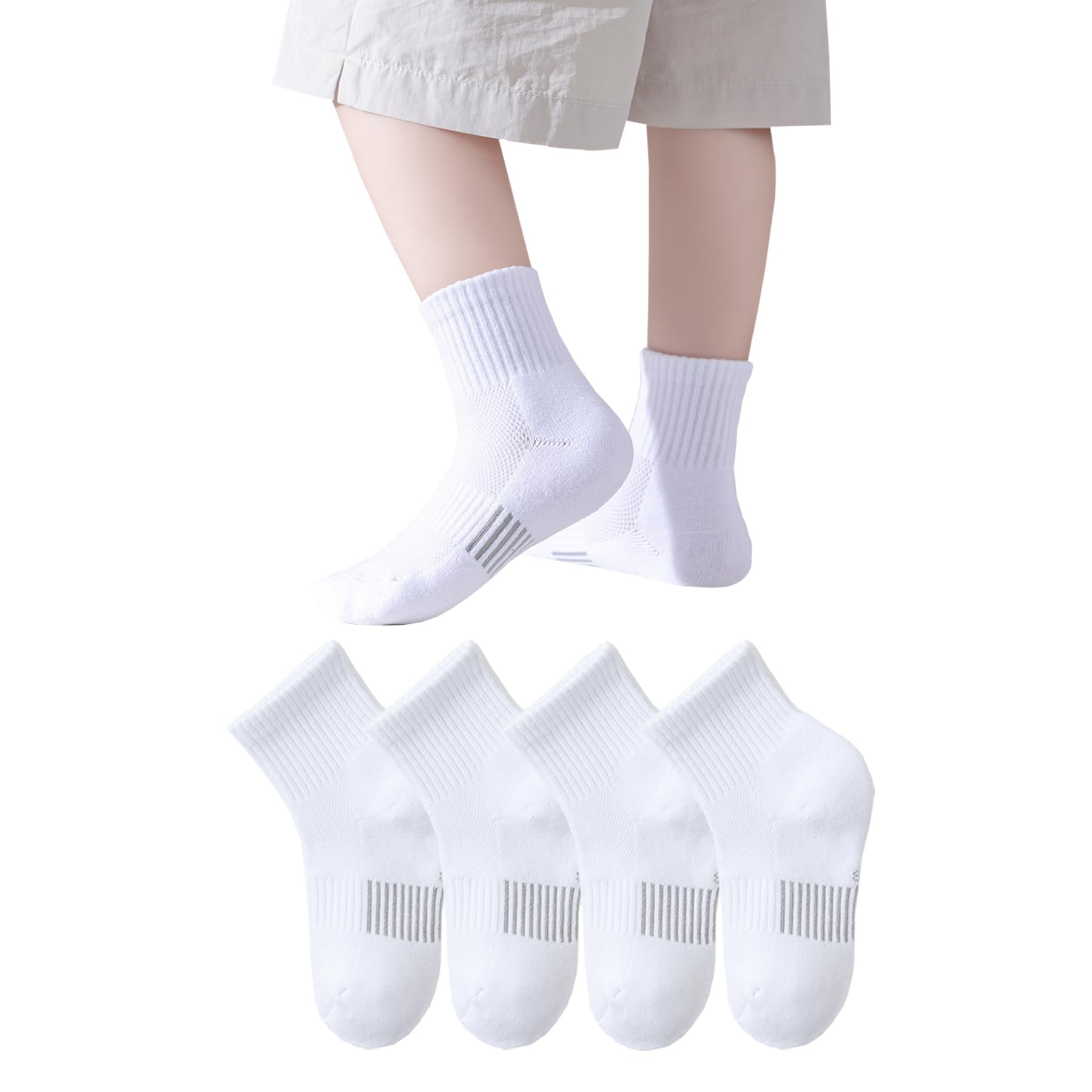Boys Athletic Socks Half Cushion Crew Cotton Soft Breathable Socks for Kids