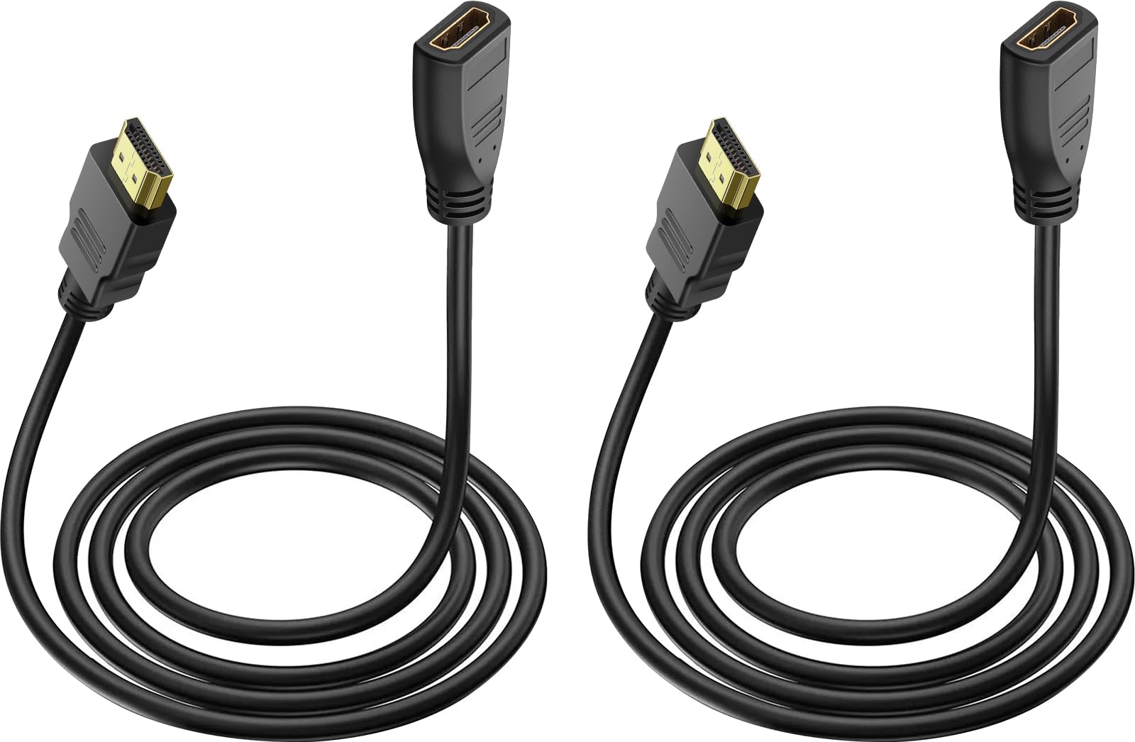 SAISN HDMI Extender Cable 6 Feet, 2 Pack HDMI Adapter Cables for HDTV, Monitor, PC, Laptop, Projector
