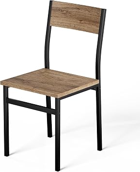 MECHYIN Farmhouse Dining Chair Rustic Wood & Steel Frame-1Pack -Oak Color