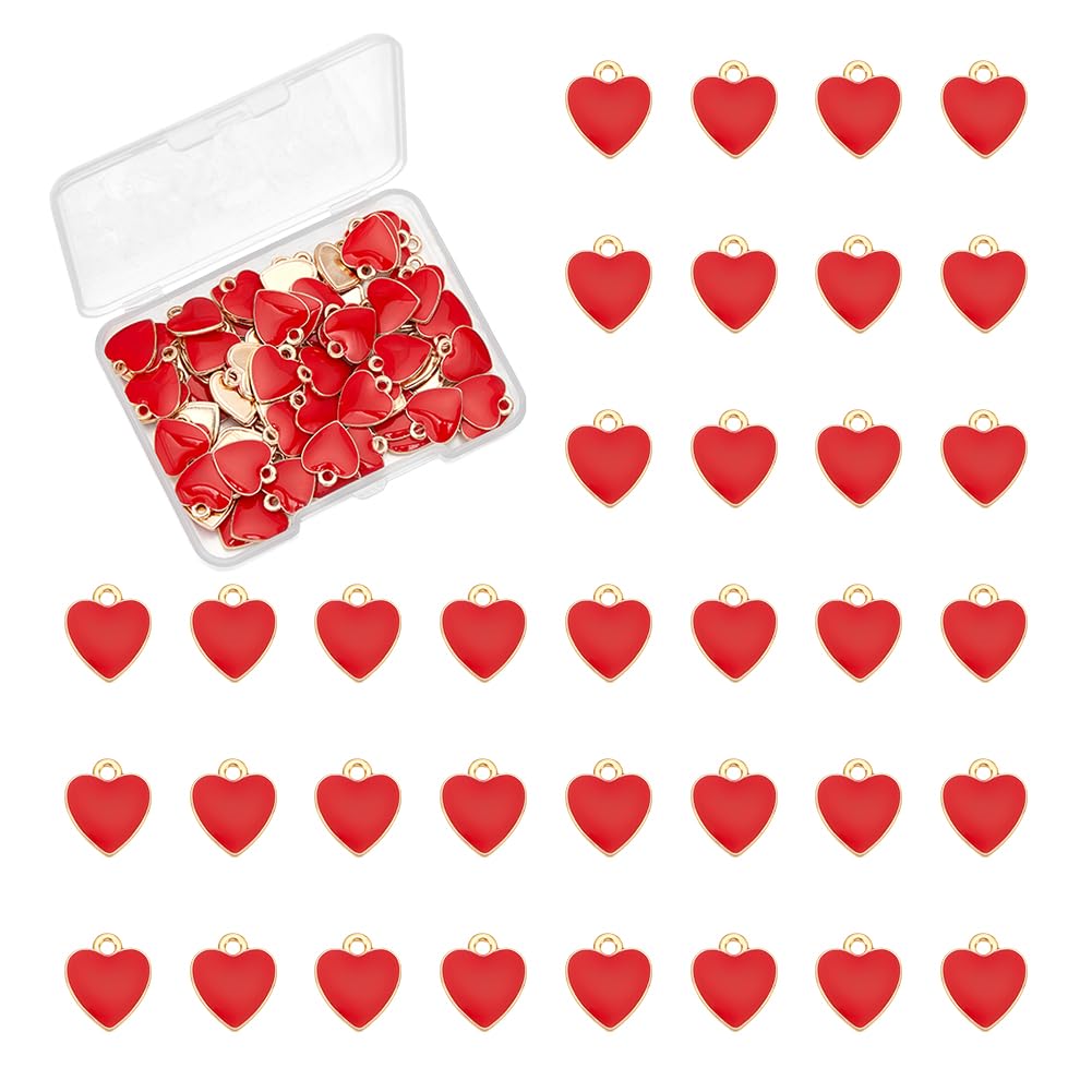 UNICRAFTALE about 80pcs Heart Charms Enamel Red Love Heart Charms Small Cute Valentine's Day Pendant for Valentine Gifts Keychains Earrings Bracelets Necklaces Jewelry Making and DIY Crafts