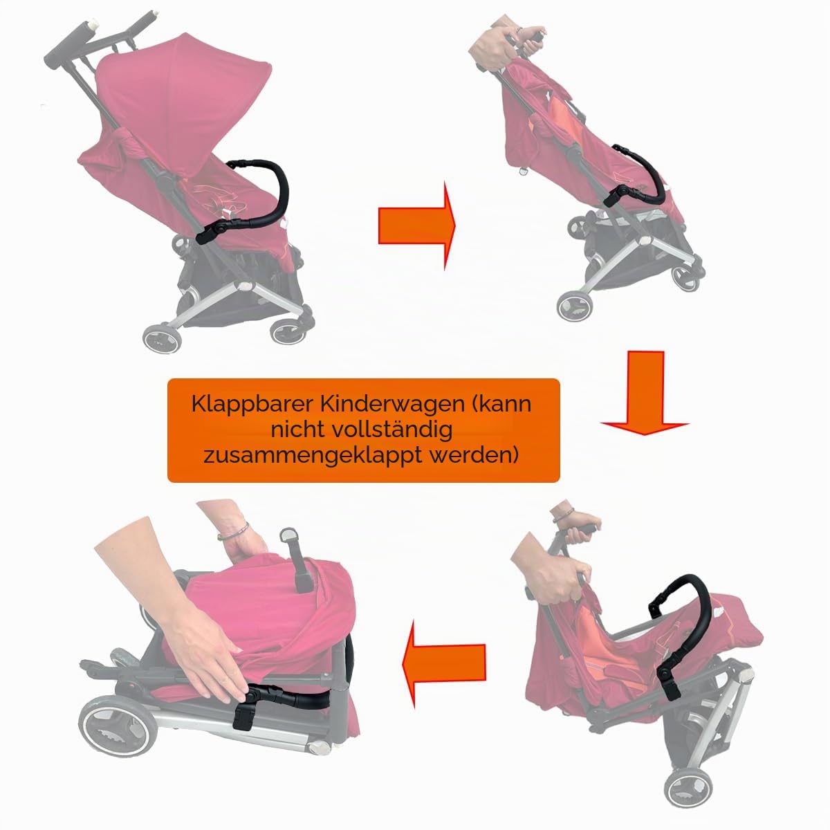 Kinderwagen-Zubehör, Stoßstange für GB Pockit+ / Cybex Libelle Kinderwagen – verstellbare Armlehne aus PU-Leder (große Größe)