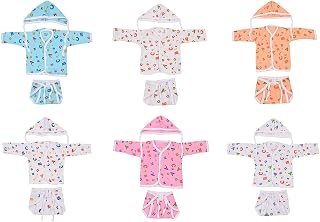 4NEwBiES 3Pc New Born Baby Hosiery Cotton Jhabla, Cap & Langot 0 to 6 Months Colors and Prints Vary (0-6 Months, 3Pc) Price In India