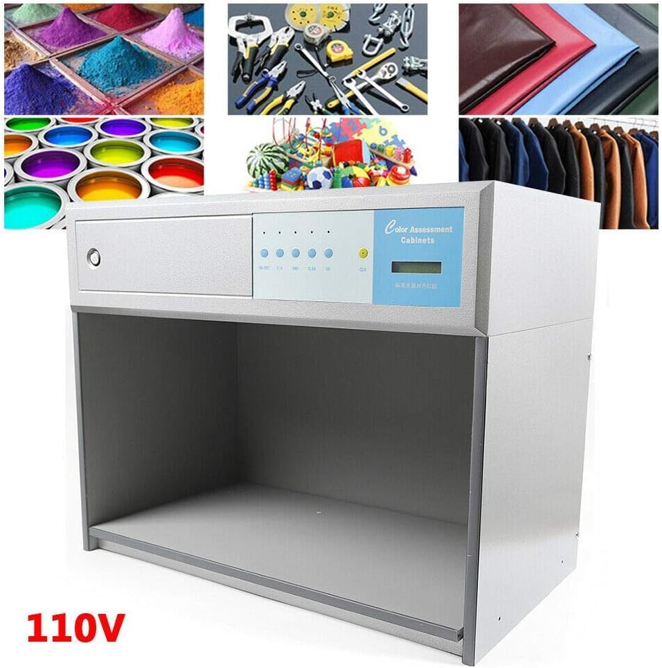 QUEWATSA Professional Color Matching Cabinet,110V Lab Color Matching Light Box,Color Assessment Cabinet with 4 Light Sources,Color Controller Cabinet for Textile,Printing Color Matching