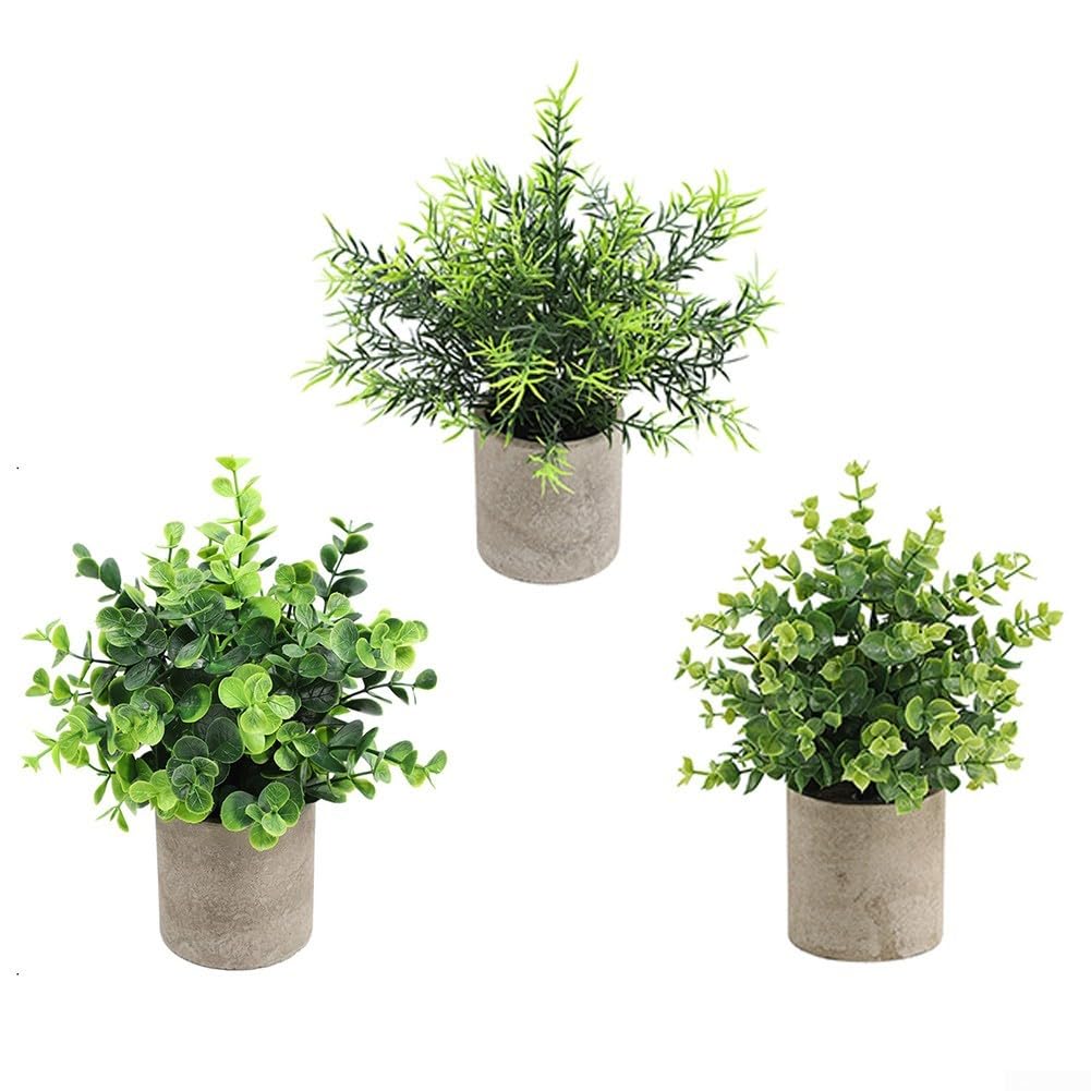 Oairse Set van 3 kleine kunstplanten in keramische potten