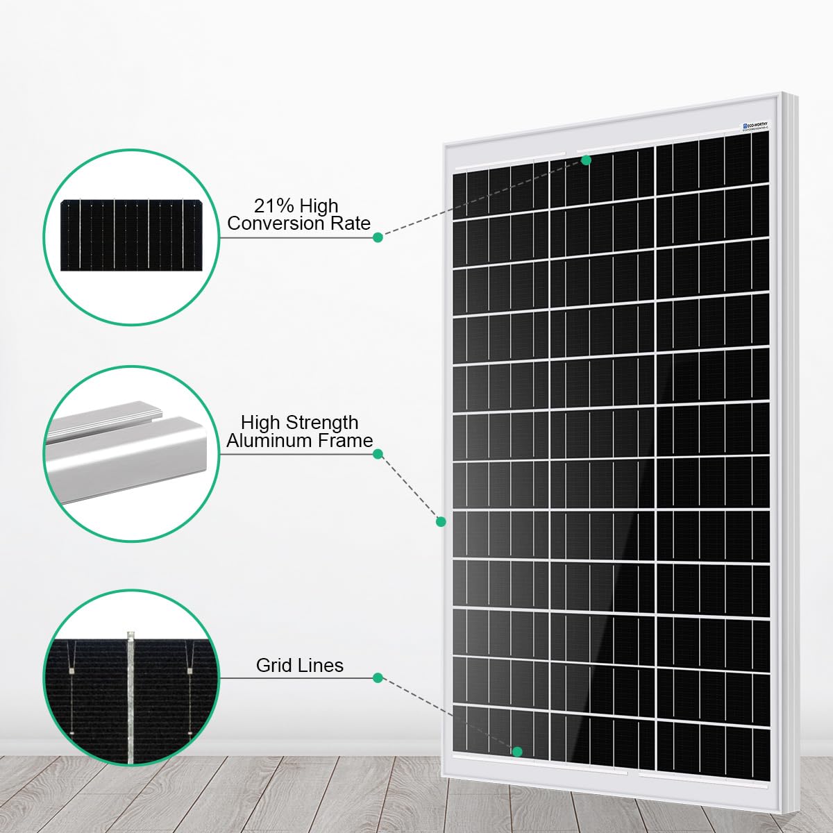 ECO-WORTHY 120W Solarpanel Kit: 120W12V Monokristallinem Solarmodul + 30 A Solarladeregler + 5m Solarkabel + Z-Befestigungsklammern für Wohnmobil,Wohnwagen,Haushalt und Off-Grid-System