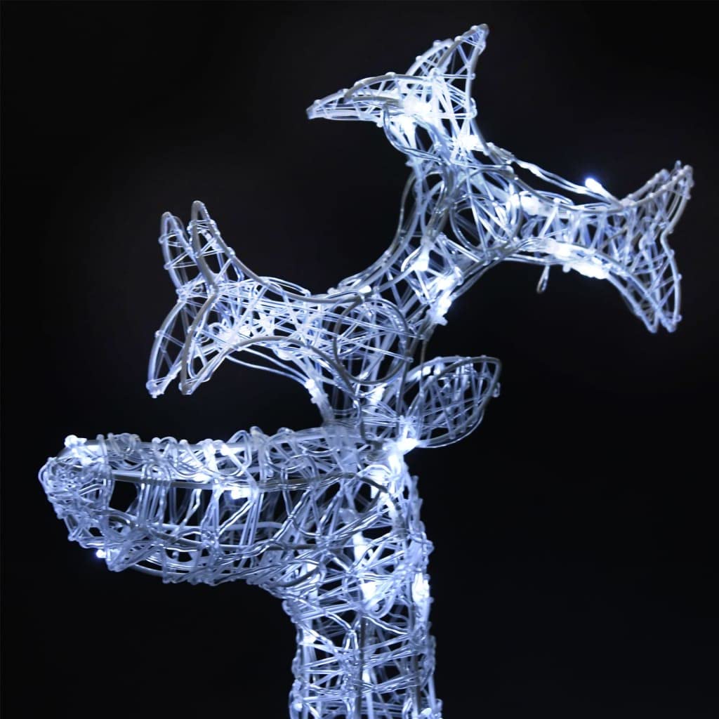 3er Set Rentier Weihnachtsdekoration Acryl, LED Weihnachtsbeleuchtung für Garten & Innenbereich, 39,4 Zoll Leuchtfiguren, Kaltweißes Licht mit 8 Leuchtmodi