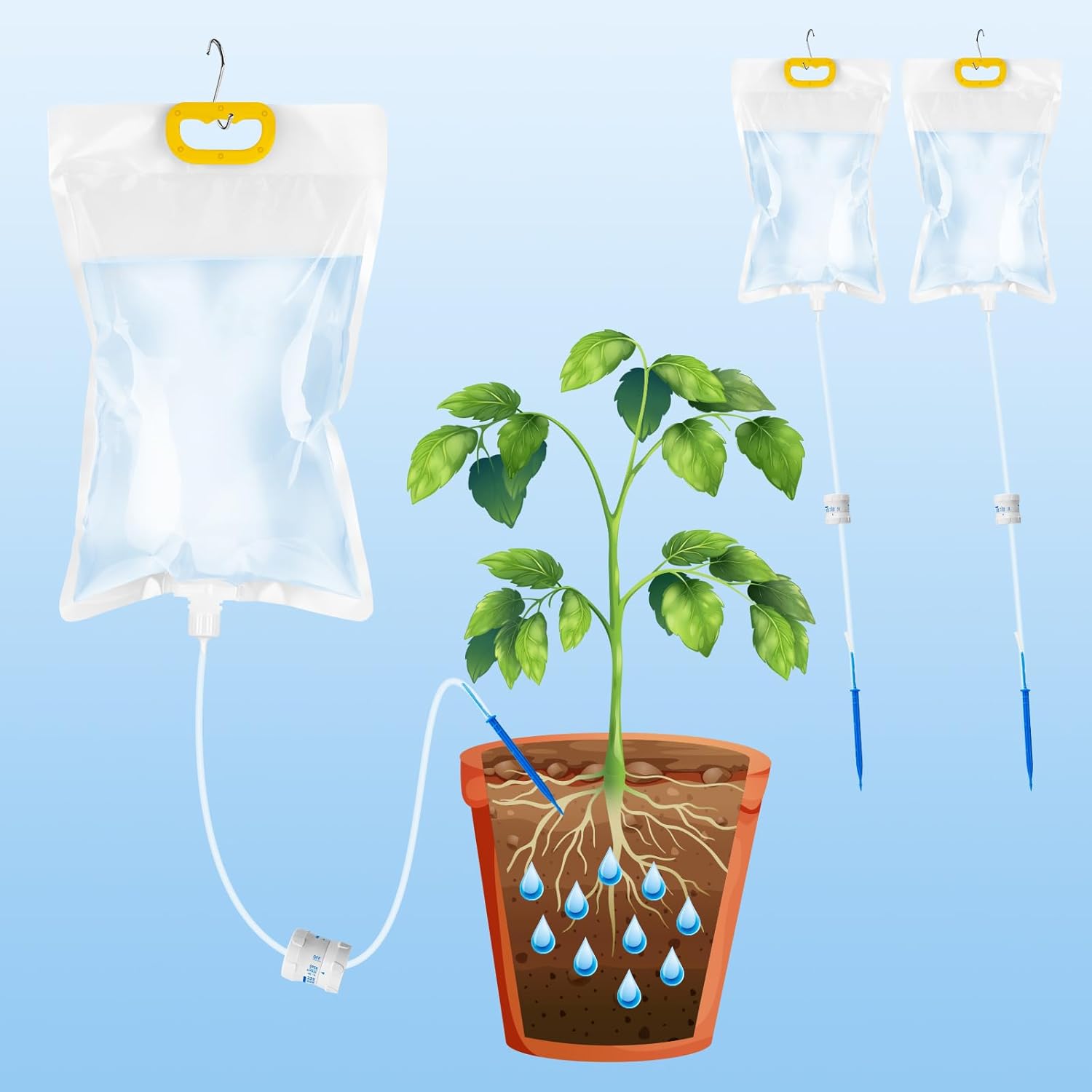 Tesmotor 3Pack Plant Watering Devices, Plant Drip Irrigation Device For