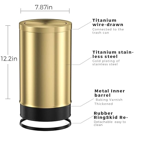 Miniatura 2 de cleaning Bote de basura con tapa abatible 9 litros28 galones cubo de basura de acero inoxidable cubo de basura de baño Para cocina sala de estar