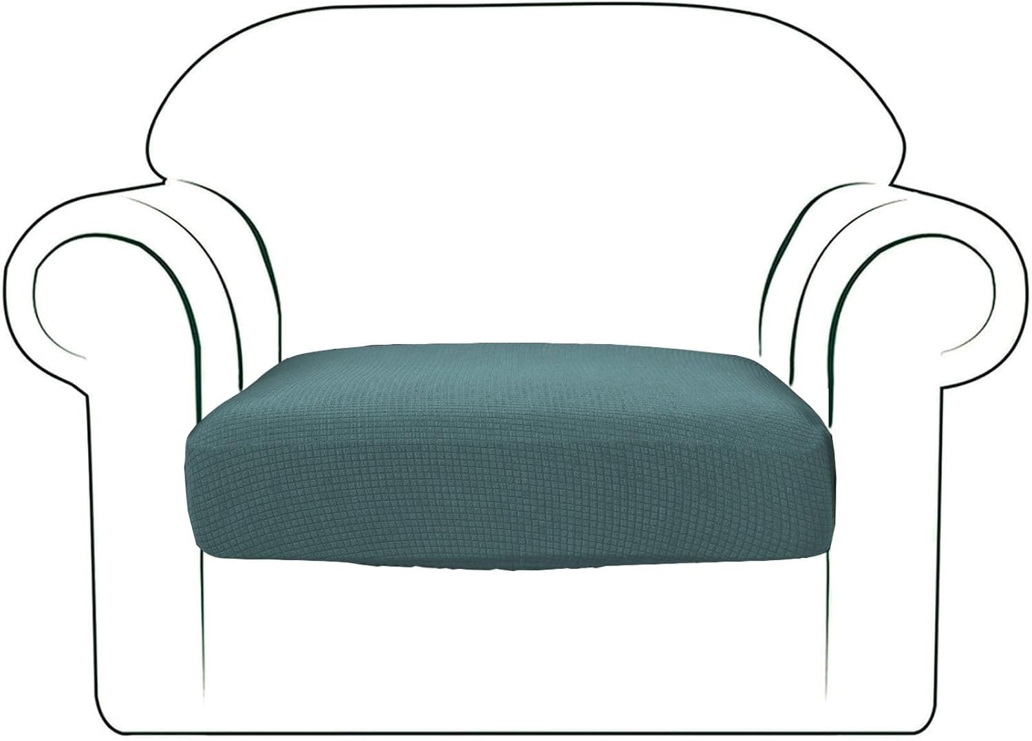 SIELUNO Stretch Chair Cushion Cover Sofa Cushion, 2 Seat Sofa Slipcover with Elastic Bottom, Furniture Protector for Individual Sofa Seat-Dust Blue 2 Seats Dust Blue