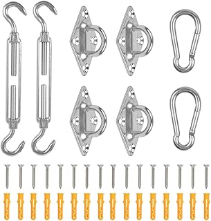 Shade Sail Hardware Kit, 316 Grade Stainless Steel Sun Shade Sail Accessories for Garden Outdoors, Heavy Duty Anti-Rust Rectangle/Square Shade Sail Installation Set, 5inch, 40pcs