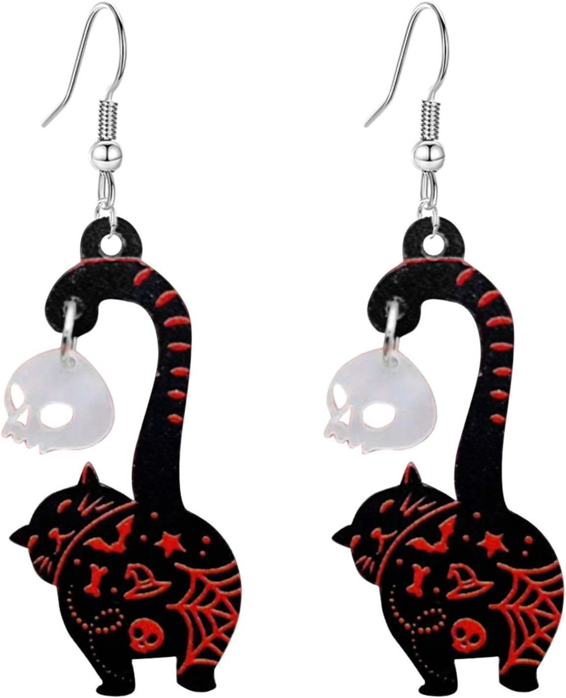 Spooky Ghost Pumpkin Earrings Funny Acrylic Candy Corn Earring Cute Orange Pumpkin Spooky Ghost Skull Cat Spider Butterfly Dangle Earrings for Women Halloween Costume Decorations Accessories image 5