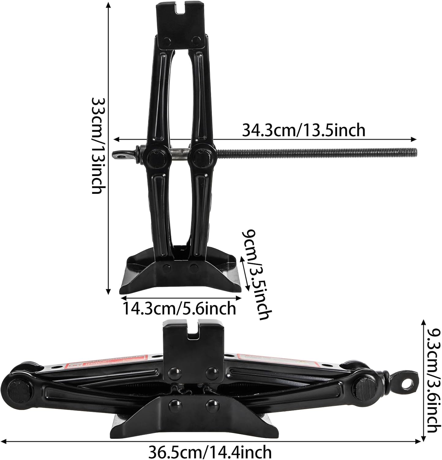 Fasmov Heavy Duty 1.5T Scissor Jack, 3.6"-13.8" Lifting Range Steel Car Jack, Portable Emergency Tire Change Kit for SUV, Van, Wagon, Vehicle, 3307lbs Capacity