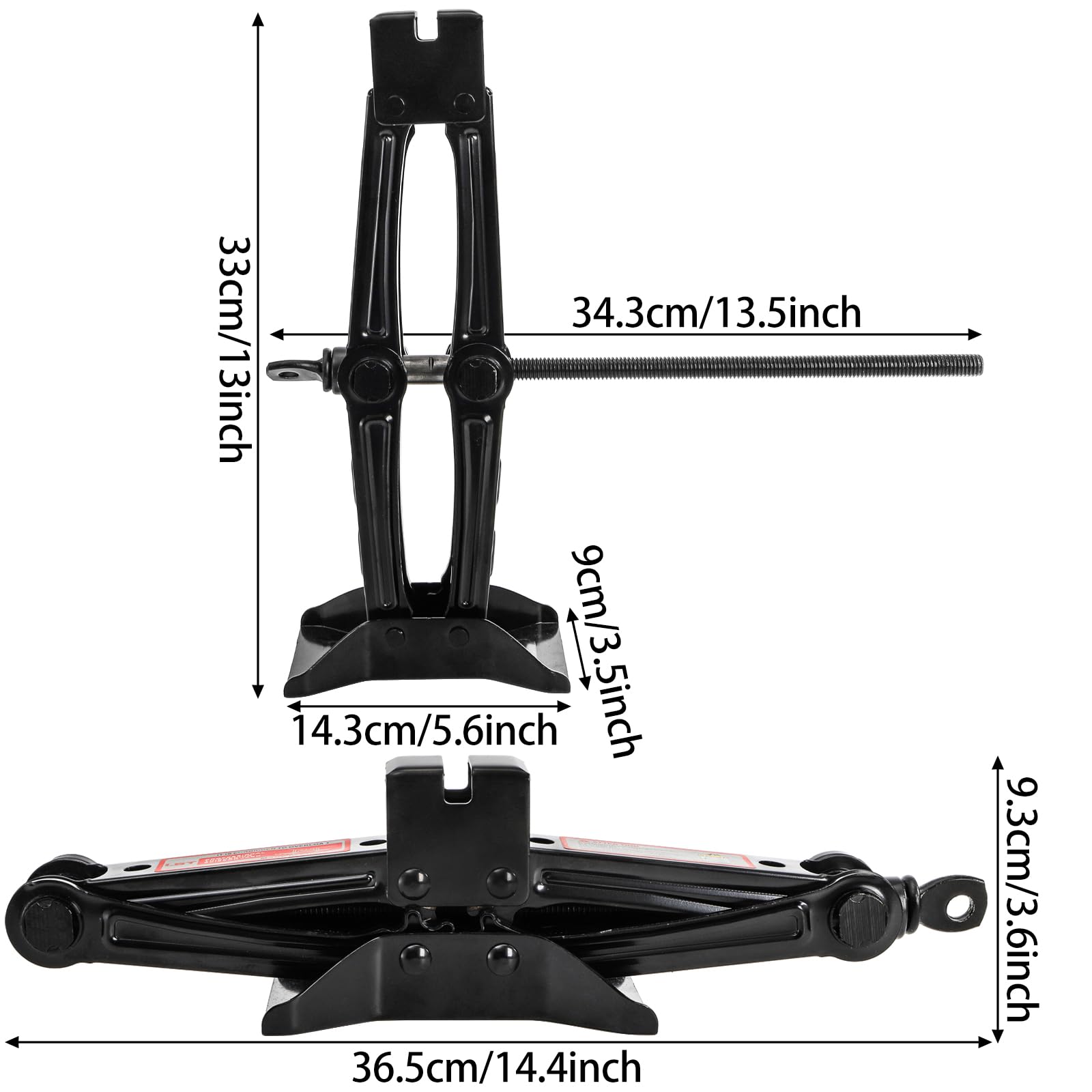 Fasmov 1.5 Ton Gato de Tijera con Llave de Carraca para Automóviles Elevador Coches Camionetas, Negro