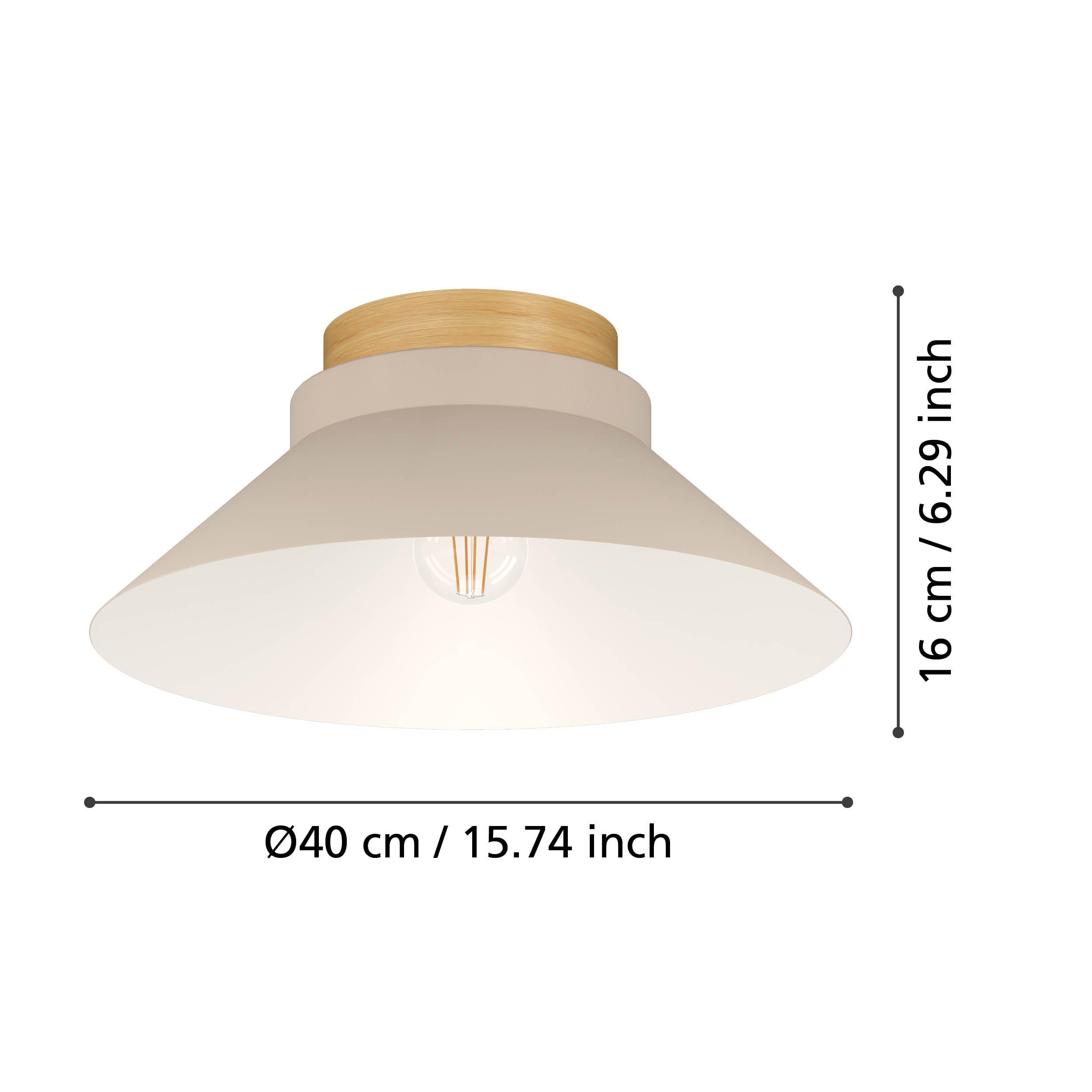 Eglo Luminaire plafonnier Moharras, spot de plafond au design scandi et | bohème, FSC100HB, lampe de plafond pour salon et couloir, bois naturel et métal couleur sable, douille E27
