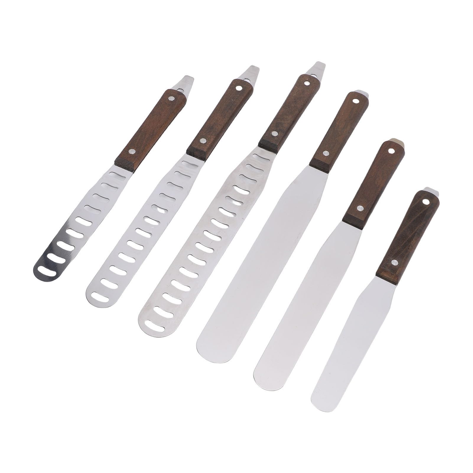 Cryfokt Espátula para Glaseado Recta de Acero Inoxidable, Herramienta para Decoración de Pasteles con de Madera, Espátulas para Decoración de Glaseado para Hornear, Untar, Postres, Pasteles y Pizzas