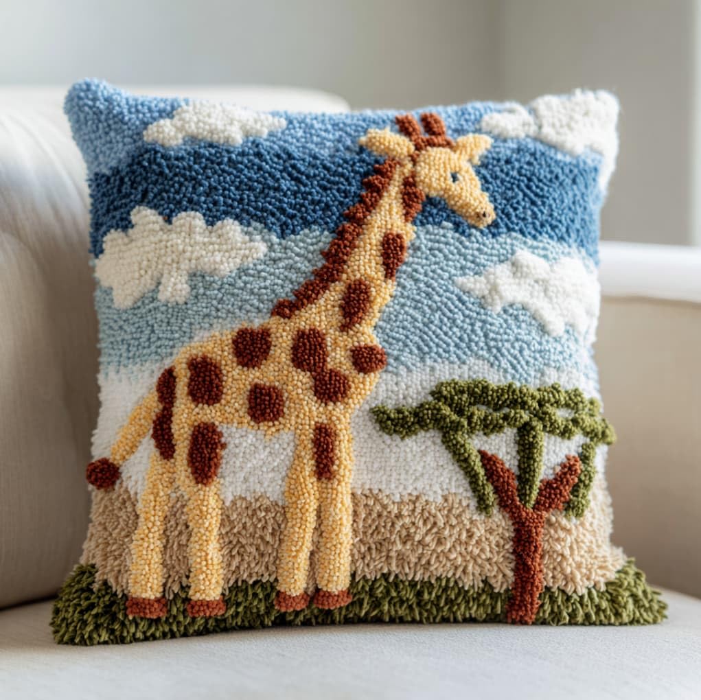 AxiangziK Latch Hook Cushion Kit for Beginners,Giraffe