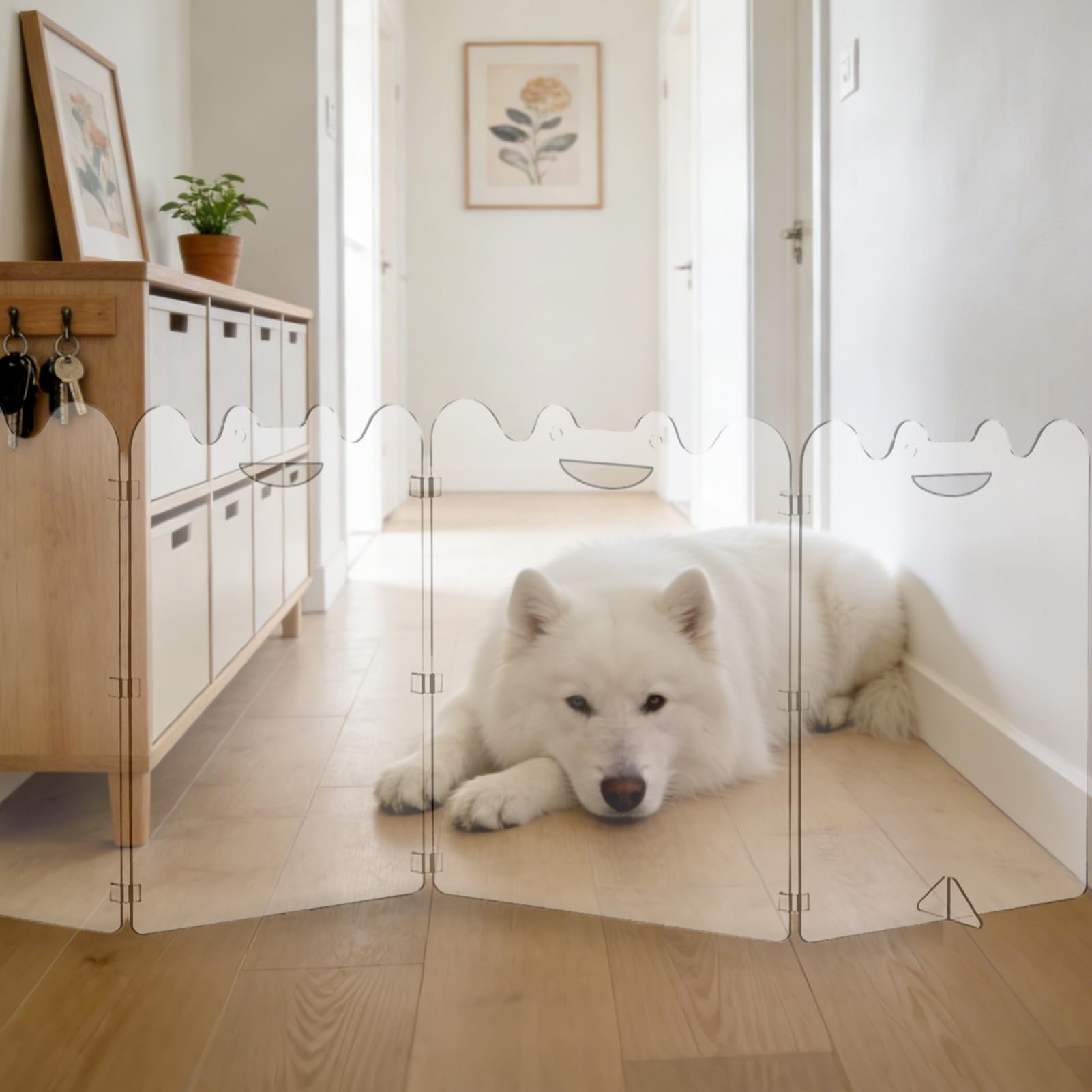 Rejilla transparente plegable para mascotas, 4 o 6 paneles, rejilla para perros plegable de acrílico con asas de transporte, barrera transparente, para puertas, escaleras interiores, pasillos