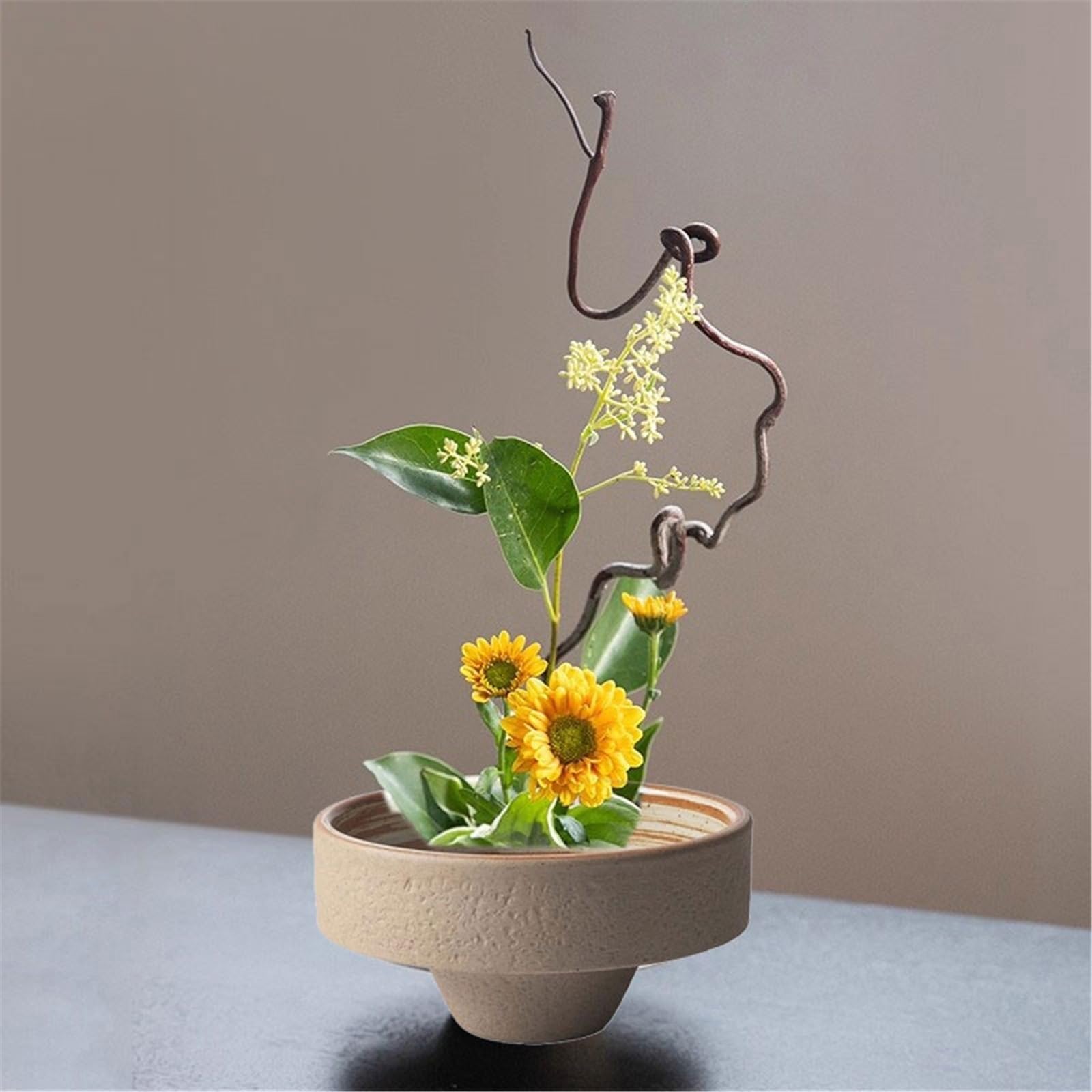 Bandeja decorativa de cerámica con base baja y diseño de rana de flores
