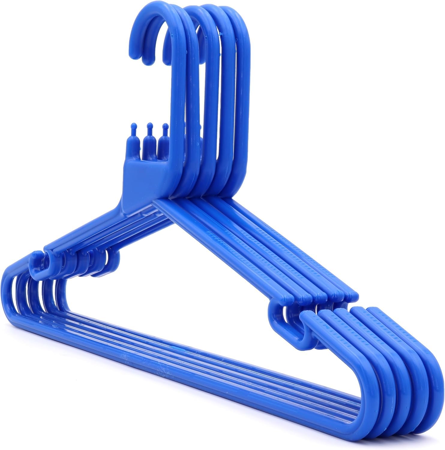 Want Clothing Adult Heavy Duty Colour Plastic Coat Hangers Strong Clothes Hanger for Suit Trousers Bar Coat Jackets Shirts Dresses Skirts Hooks, Space Saving, 42 cm (10, Royal Blue - Notched)