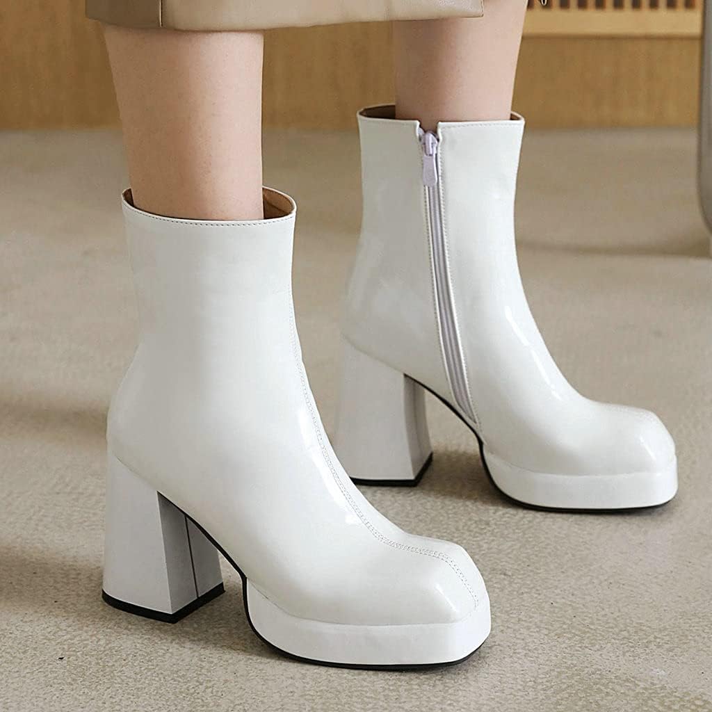 platform white booties