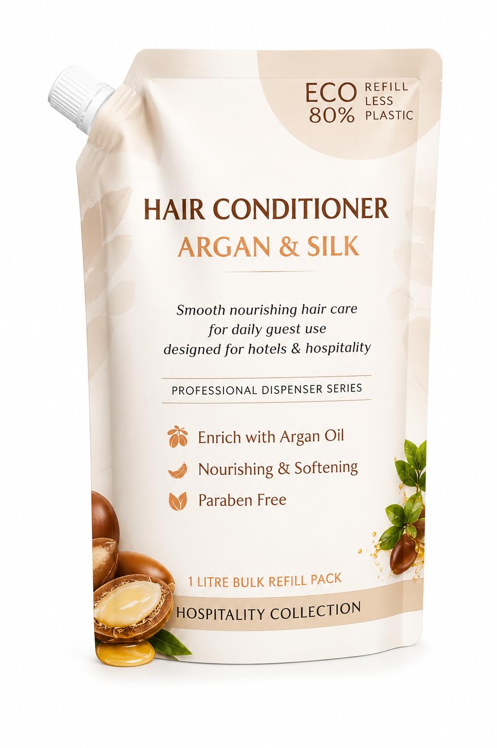 Hair Conditioner Refill Pack 1 Litre | Argan & Silk | Professional Hospitality Conditioner for Hotels, Resorts & Guest Houses | Paraben Free | Dispenser Refill Pouch-picture-49