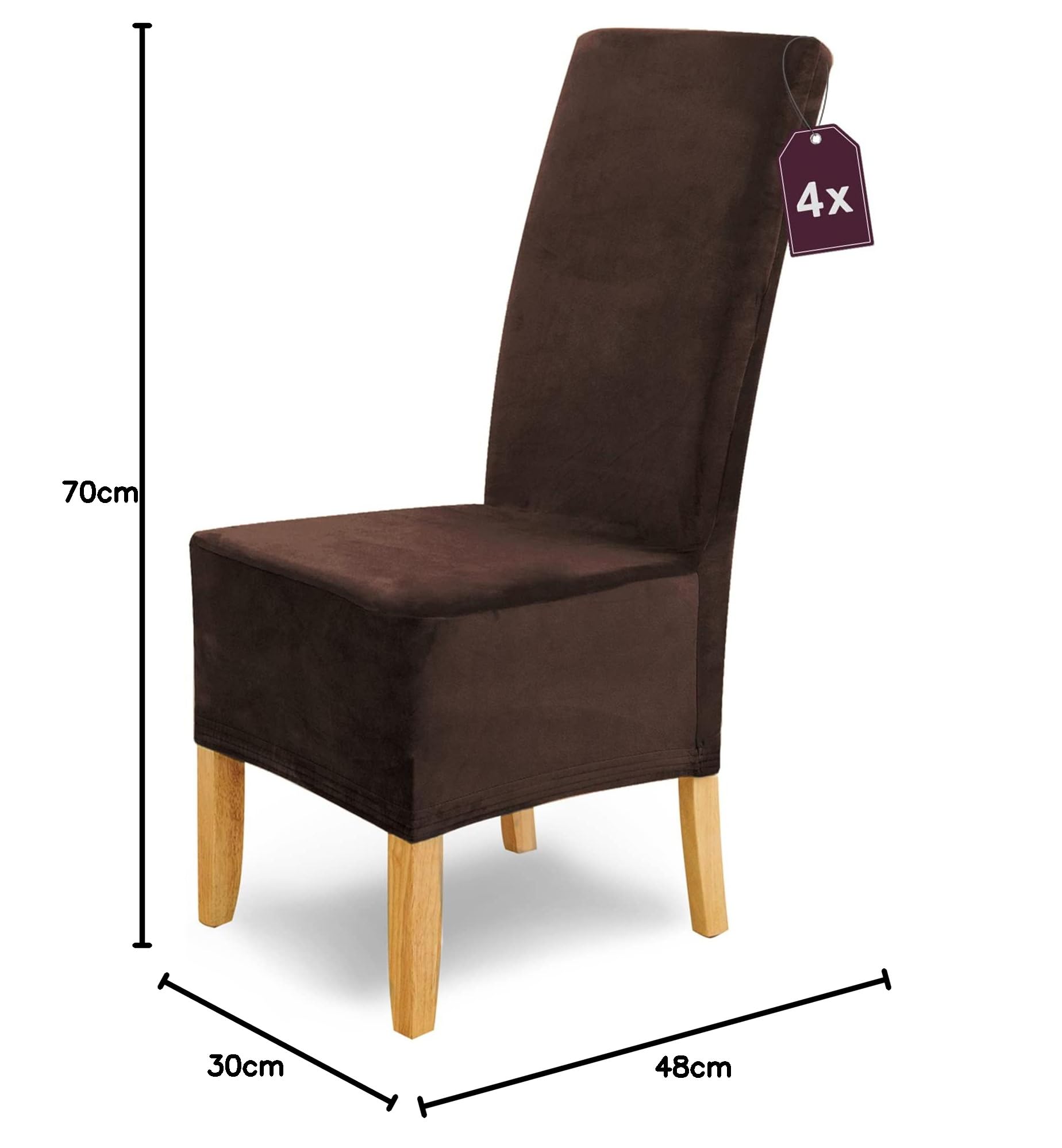 SCHEFFLER-Home Housse de Chaise Extensible « Puma Velvet » / Lot de 4 / Marron/Housses de siège élastiques en Velours/Housses de Chaise pour Chaise Luge