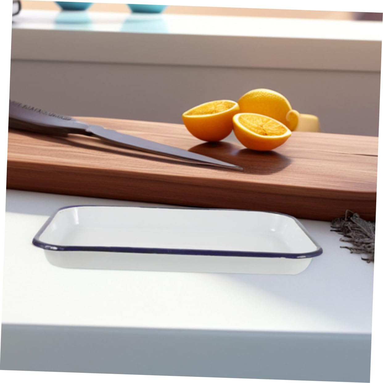 Gatuida 2stücke Kuchenbackform und Emaillierte Bratform Antihaftbeschichtete Backbleche für Küche und Backofen Geeignet Hitzebeständig Emaillierte Backform zum Backen und Servieren Ofenfor