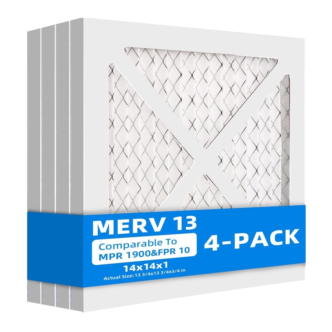 Filtros de aire plisados para horno de 14 x 14 x 1, MPR 1200 y FPR 7, MERV 11 (tamaño real: 13.5 x 13.5 x 0.75 pulgadas)