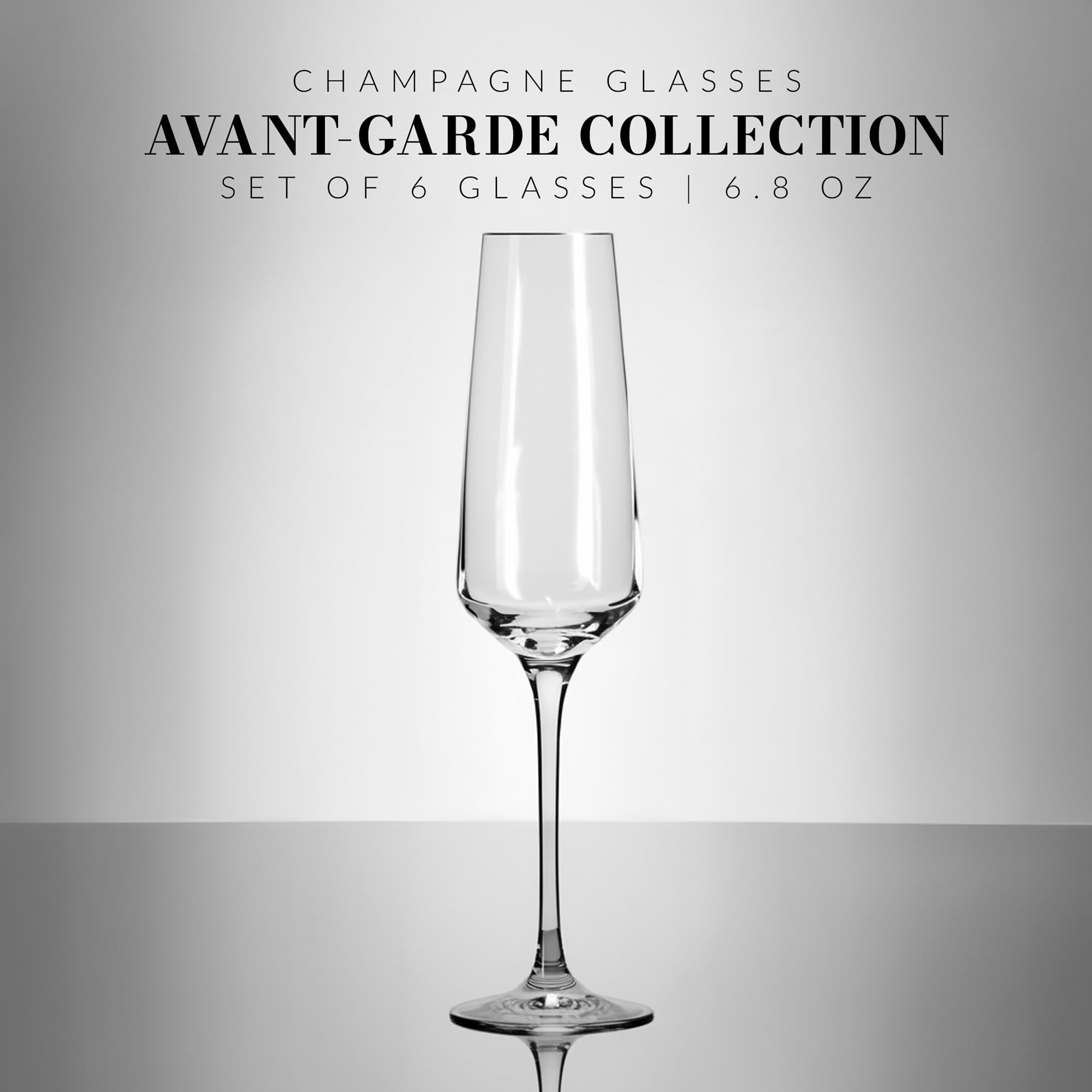KROSNO Champagnerflöte aus Kristall, 6 Stück, 173 ml, Avantgarde-Kollektion, perfekt für Zuhause, Restaurants und Partys, spülmaschinenfest