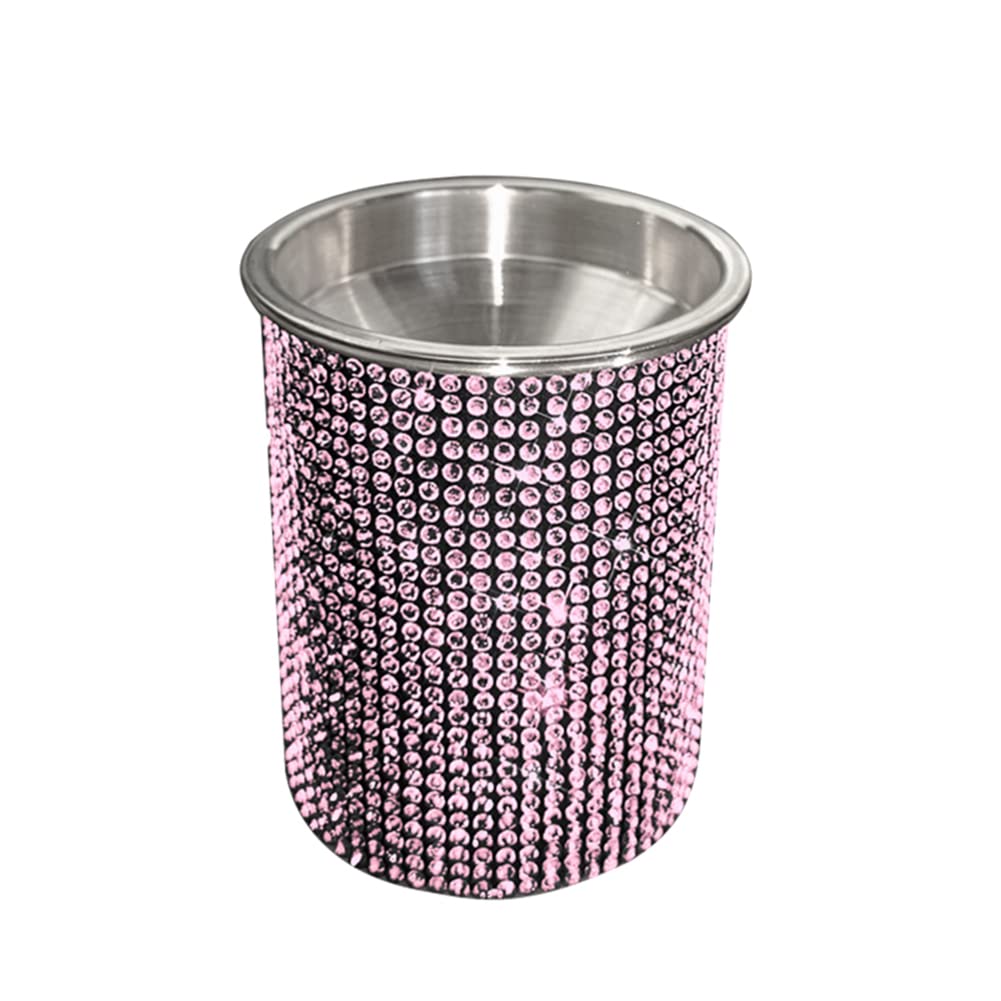Bling Diamond Car Ashtray with Lid,Portable Ashtray for Car,Mini Car Cup Holder Trash Ashtray Can,Detachable Stainless Steel Smokeless Ash Tray with Shiny Crystal Rhinestones Car Accessories for Women