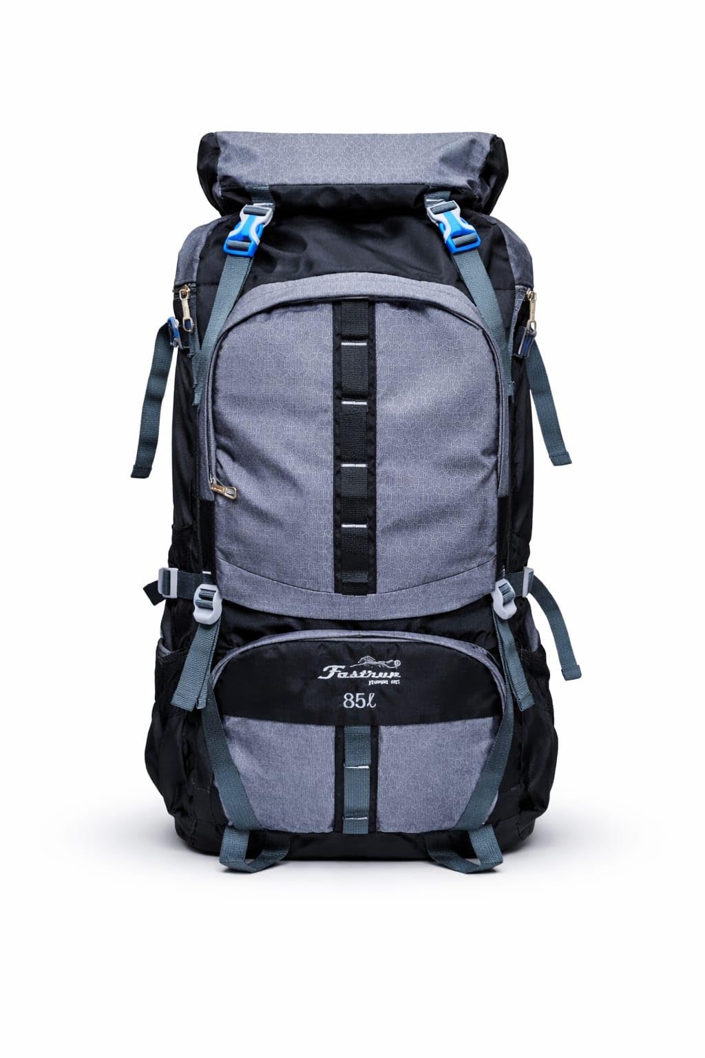 Kaushika | 85L Trekking Backpack for Men & Women | Large Travel Hiking Bag | 1 Large & 3 Medium Compartments | Durable Rexine Outdoor Backpack (Ash Grey)-image-1