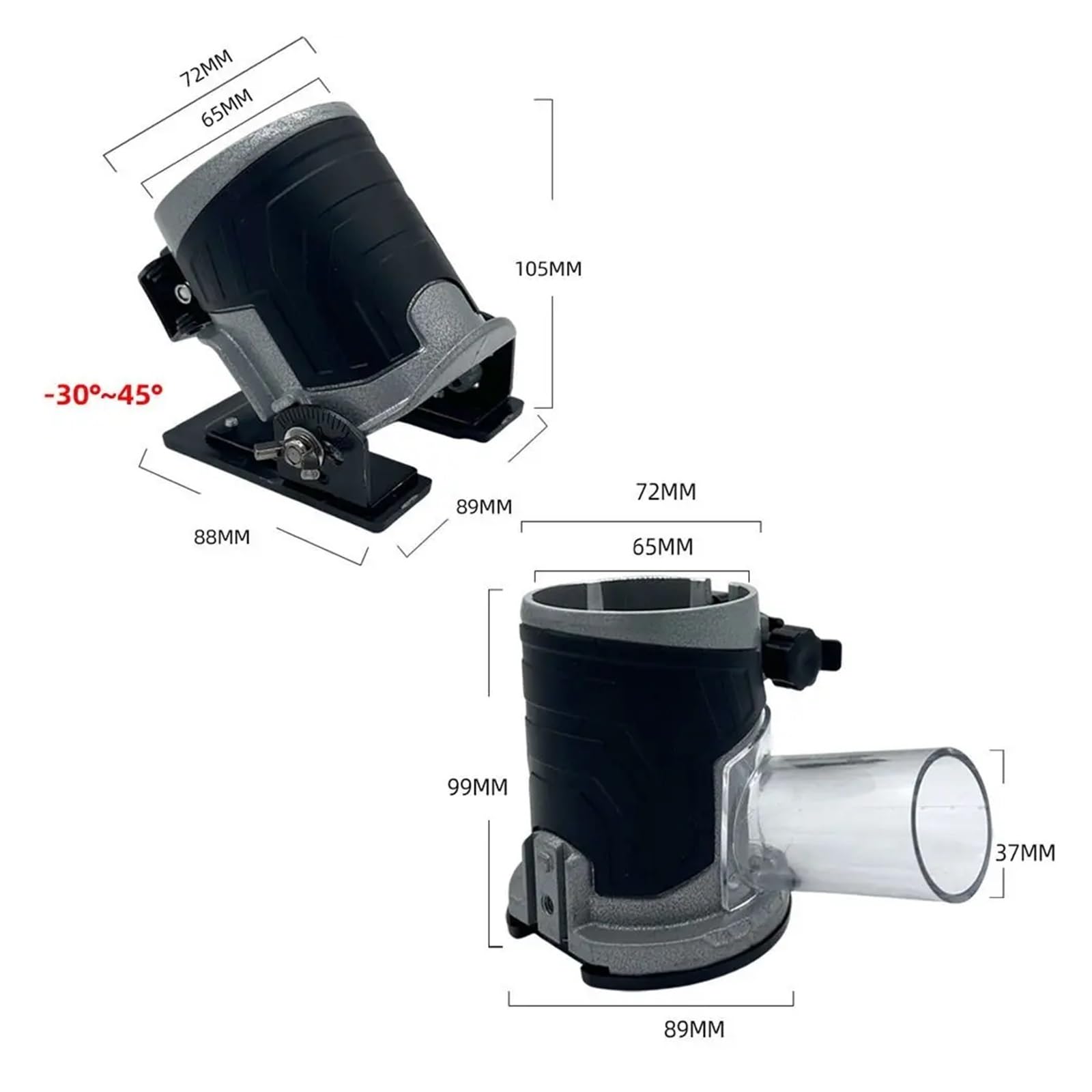 Aspirateur de Poussière, Cache-poussière for base de défonceuse, base de fraiseuse à bois, support de fraiseuse, outils de travail du bois for défonceuse(Adjustable)