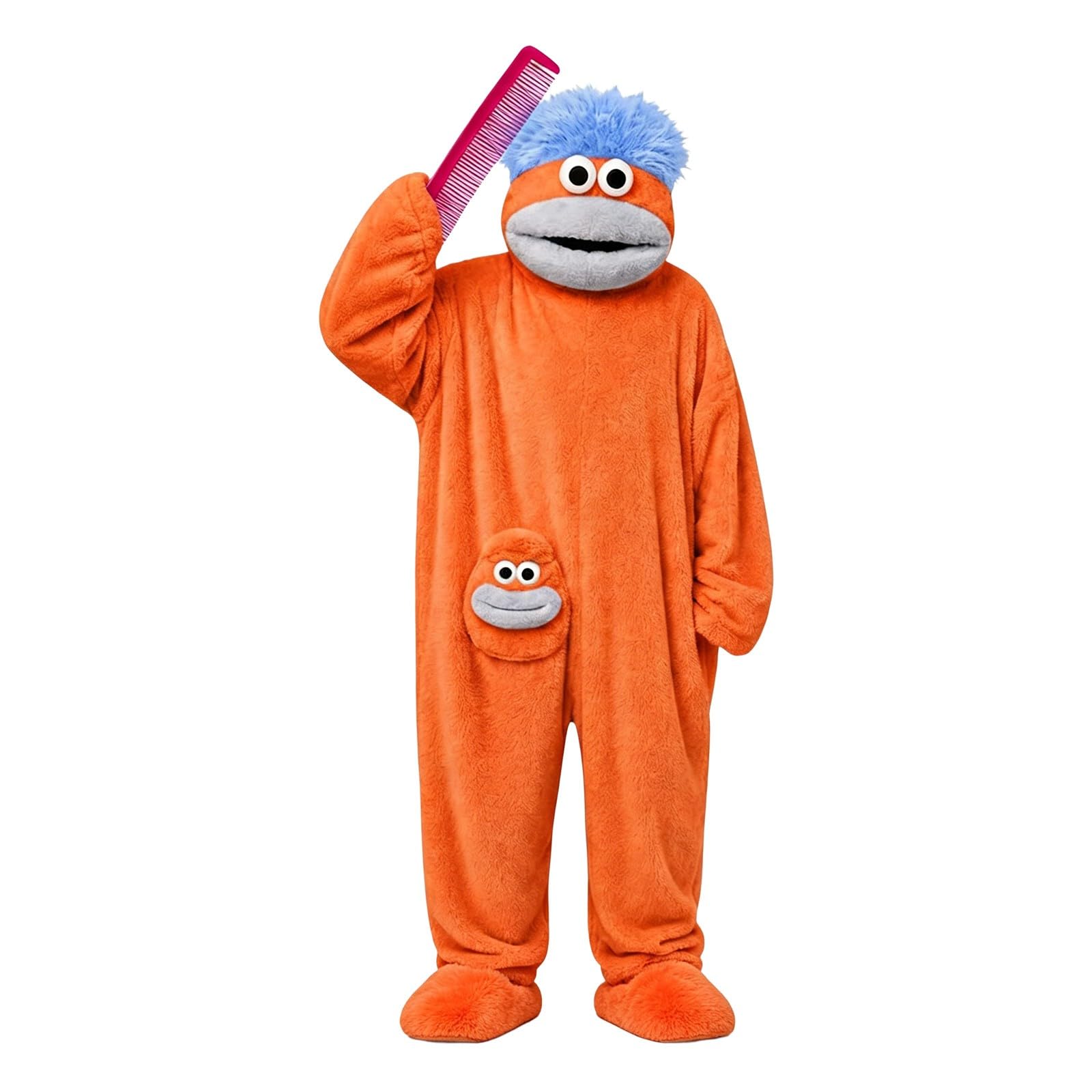Funny Silly Onesie Kids Halloween Costume Hooded Jumpsuit Big Mouth Monster Funny Silly Onesie Kids Halloween Costume Hooded Jumpsuit Big Mouth Monster (A-4-Orange, 4-5 Years) — image 1