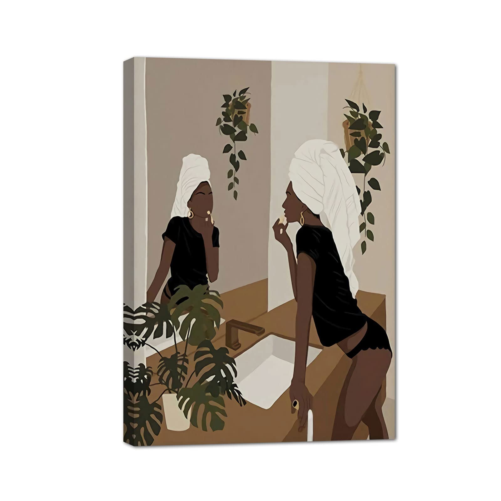 Amazon.com: Mokihidream African American Boho Wall Art, Black Women Art Framed, Black Girl ...