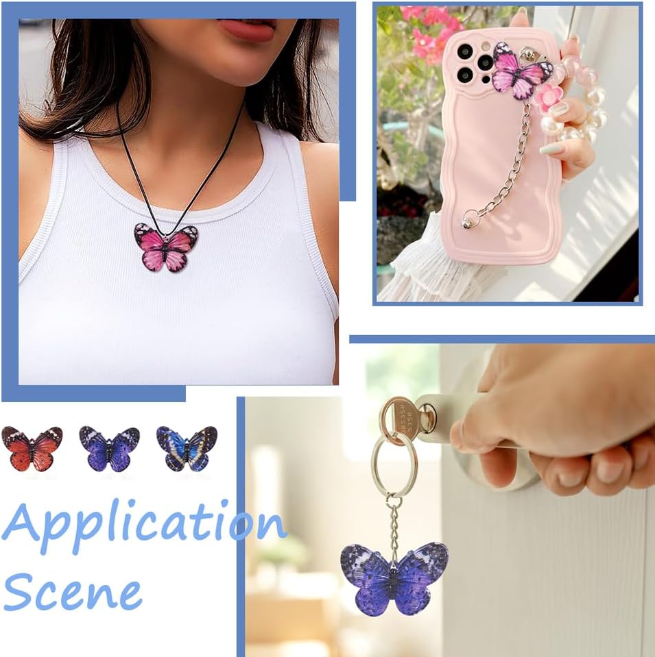 KISSITTY Acrylic Butterfly Pendants Colorful Butterfly Acrylic Charms Flying Insect Dangle Charms for DIY Earring Bracelet Necklace Key Chain Jewelry Making Crafts - Image 6
