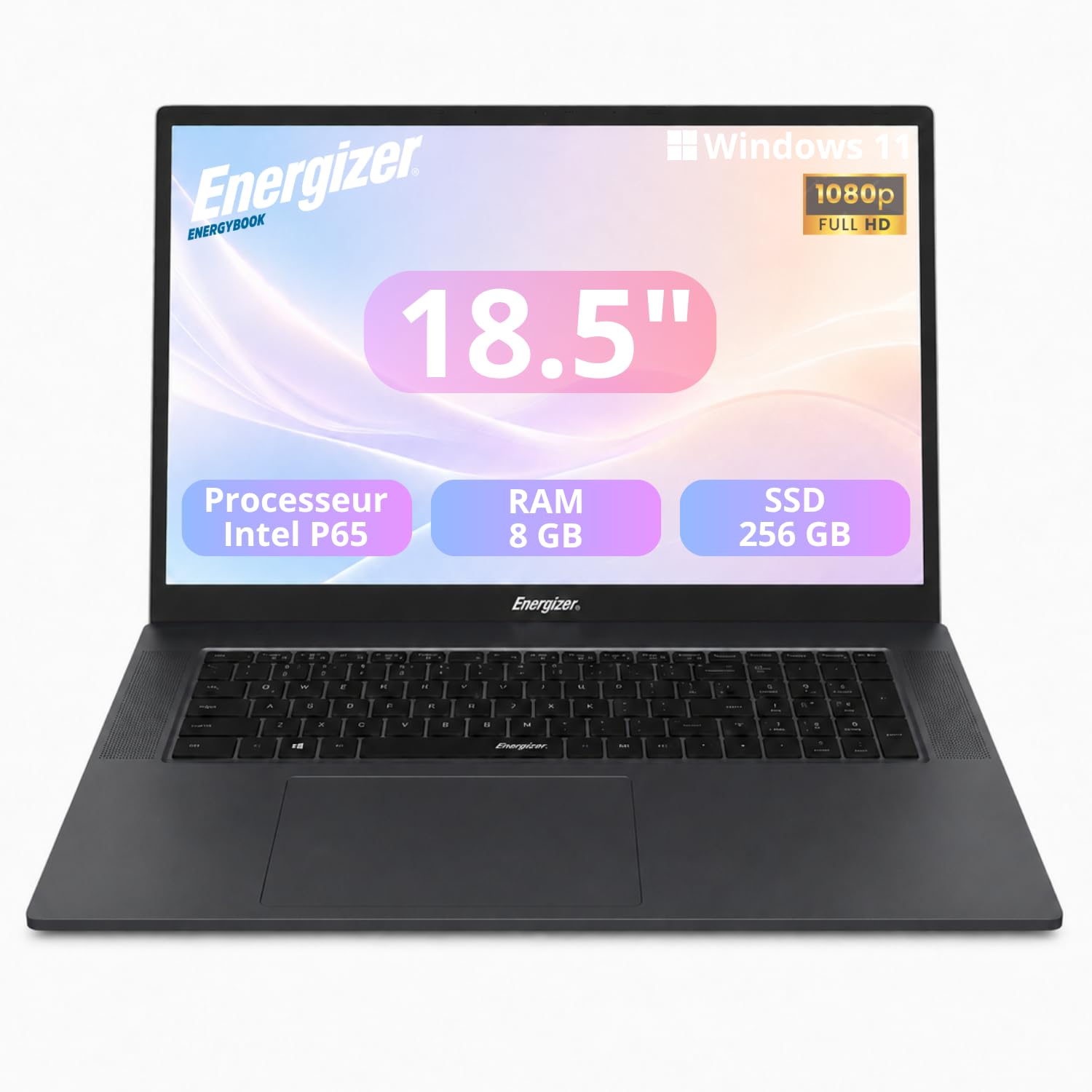 Energizer EnergyBook 18,5 pulgadas FHD PC portátil (Intel P6500Y, RAM 8GB, SSD 256GB, Intel UHD Graphics 615, Windows 11 Home) – Teclado QWERTY, gris