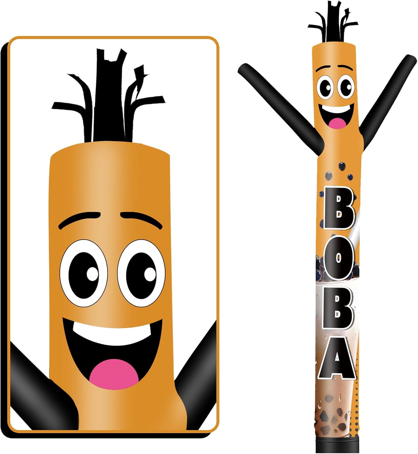 6FT Tall Inflatable Tube Man Boba Wacky Wavy Dancing Guy (9''Diameter) for Outdoor Decoration Advertising Business Promotion - Food Theme (Blower Not Included)