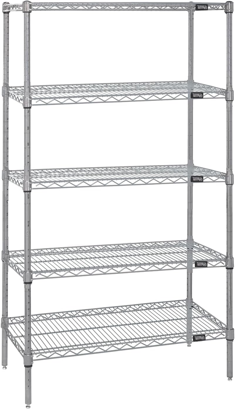 Quantum Storage Systems WR63-2454S-5 Starter Kit Wire Shelves Stainless Steel 5 Shelves 63" H x 54" W x 24" D