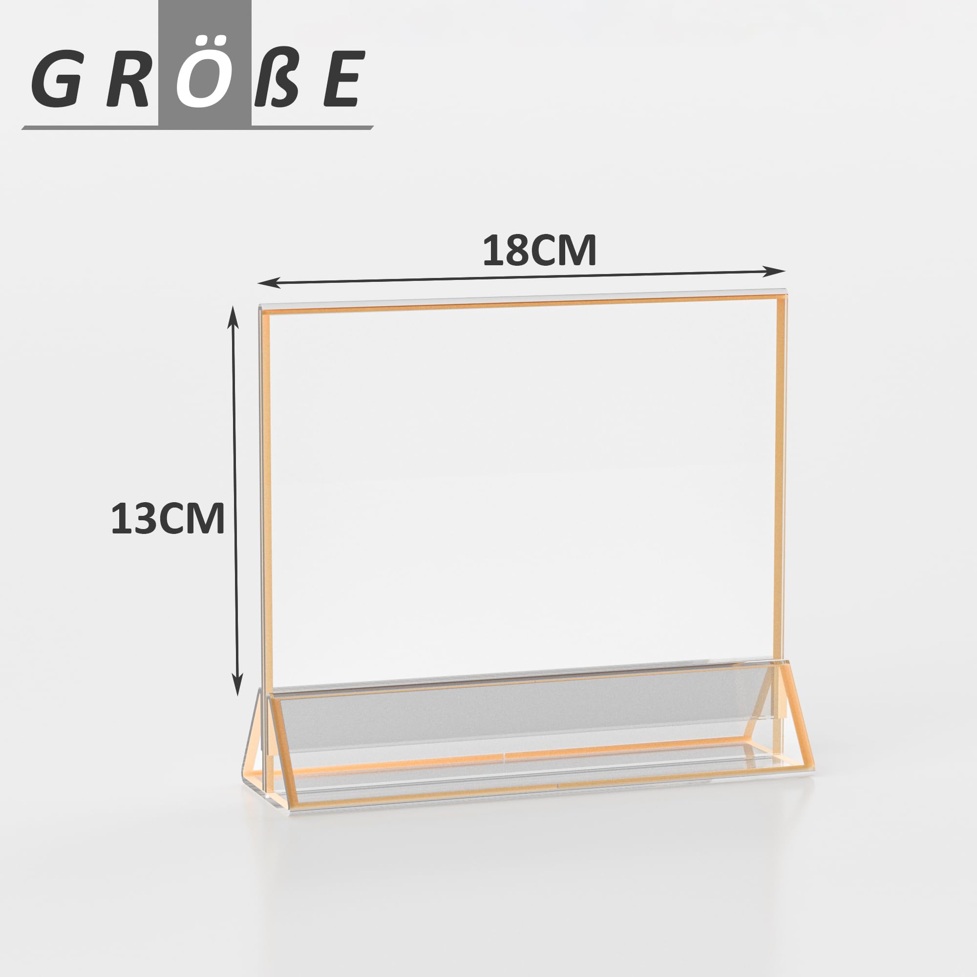 6 Stück Acryl-Bilderrahmen 20,3x25,4 Cm – Goldene Kanten, Selbststehend, Für Fotos, Menüs, Tischnummern