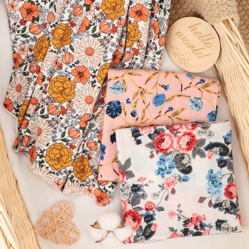 Image of AQOKKA Baby Swaddle Blankets with Bow Hat Headband Set Infant Receiving Blankets Swaddles for Newborns Unisex Toddler Swaddle Wrap Sets for Baby Girls Boys Nursery Warm Shower Gift