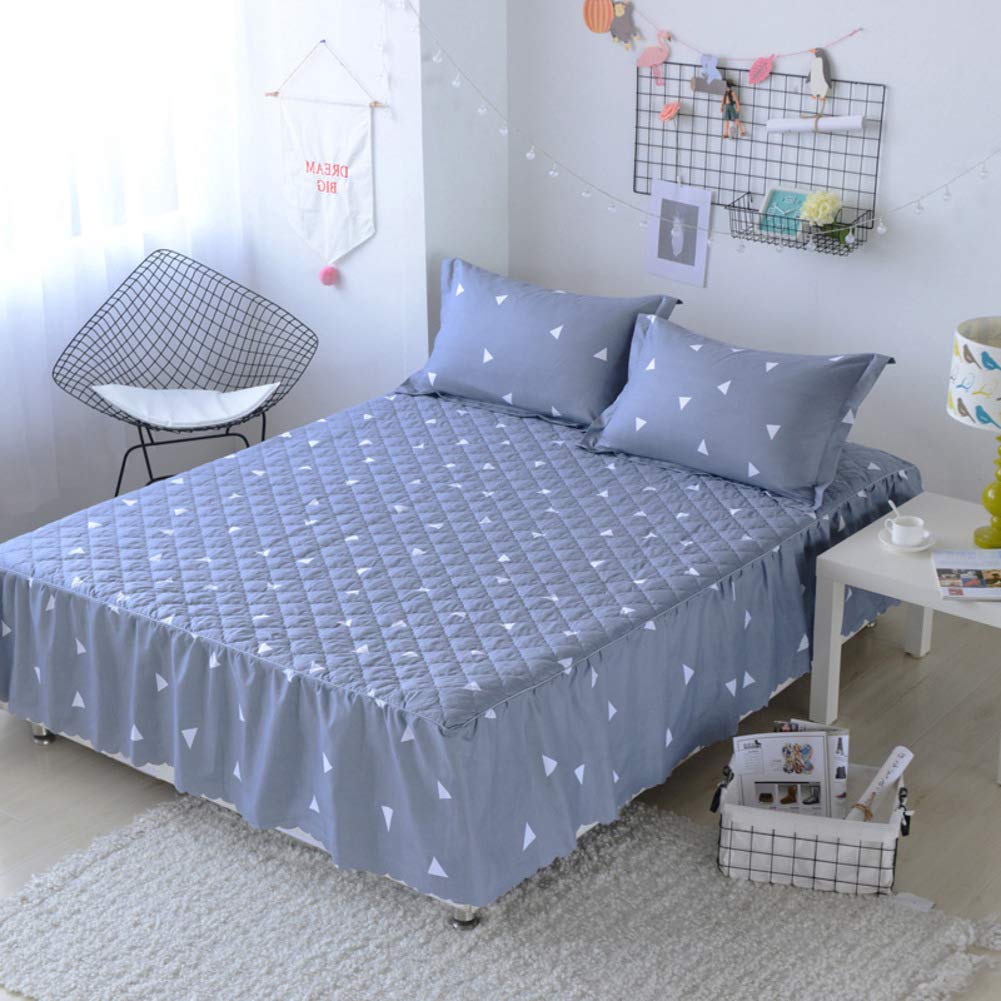 Colcha acolchada de 90x200cm con falda de cama a rayas de diseño elegante
