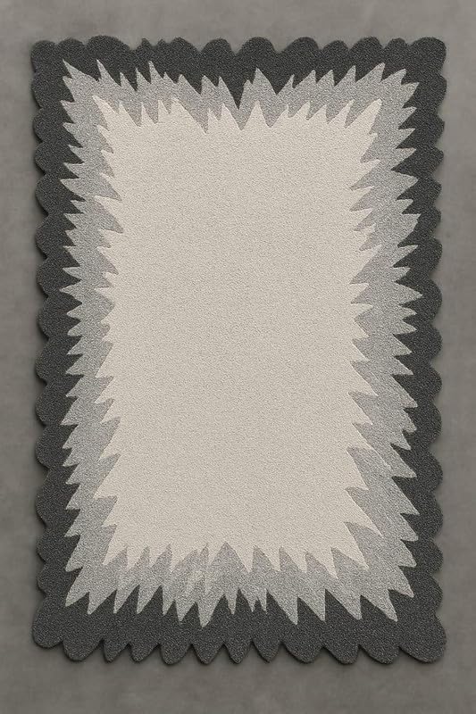 Image of Modern Abstract Hand Tufted Wool Floor Carpet for Home decore Living Room|Home and Bedroom & Hall 6x8 feet (180 x 240cm) Beige H27