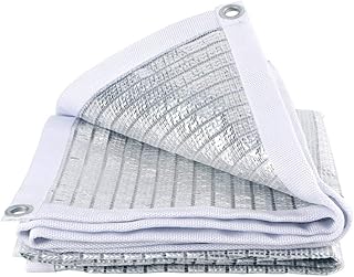 75% Reflective Aluminet Shade Cloth Net，Edge Reinforced Sunblock Fabric Mesh Tarp with Grommets，Anti-UV，Tear Resistant Durable (Color : White, Size : 2mx2m/6.5ftx6.5ft)