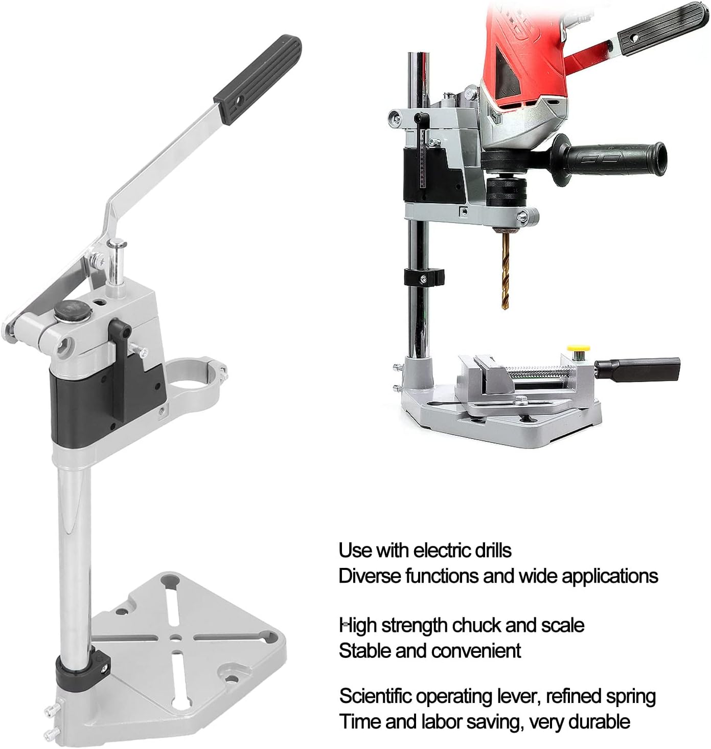 Eujgoov High Strength Chuck Hand Drill Stand Drill Press Floor Stand with Clamp Repair Tool for Wood Profiles Plates Aluminum