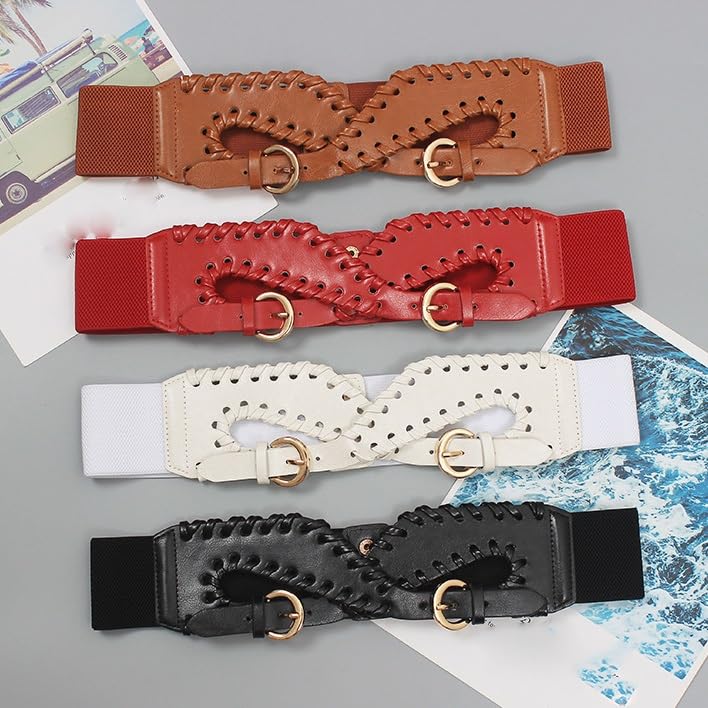 JSEIAJB Casual outerwear wide belt with skirt coat braided belt stretch elastic elastic black accessory trend4