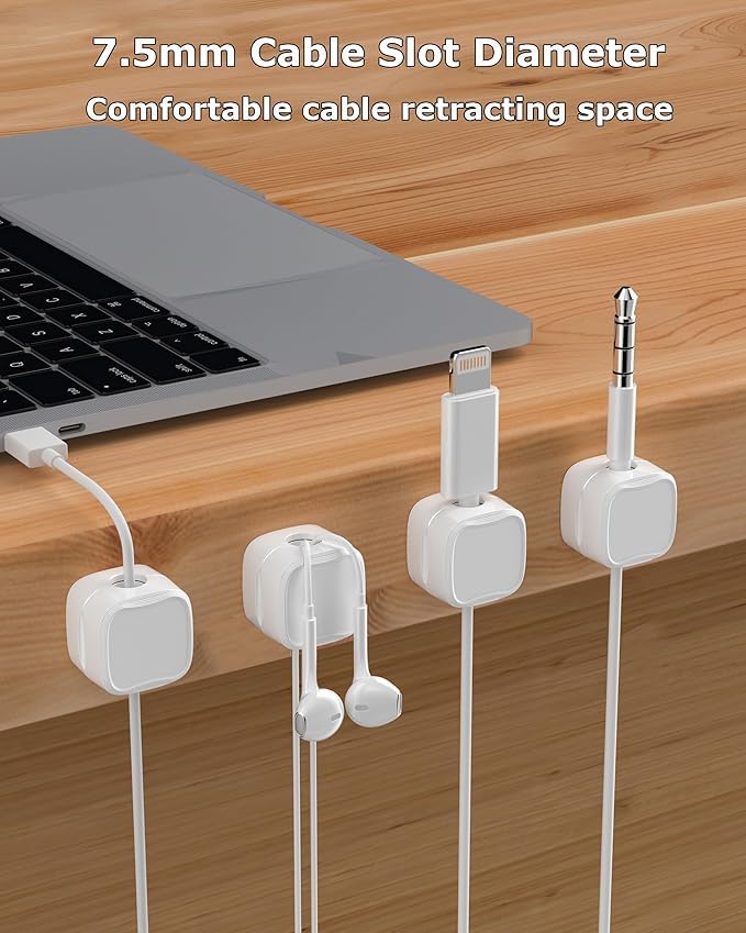 T for TALLIN 18 Pack Magnetic Cable Clip Organizer, Adhesive Cable Management System, Wire Holder for Car, Office, Home Desktop,(Pack of 18) White 1