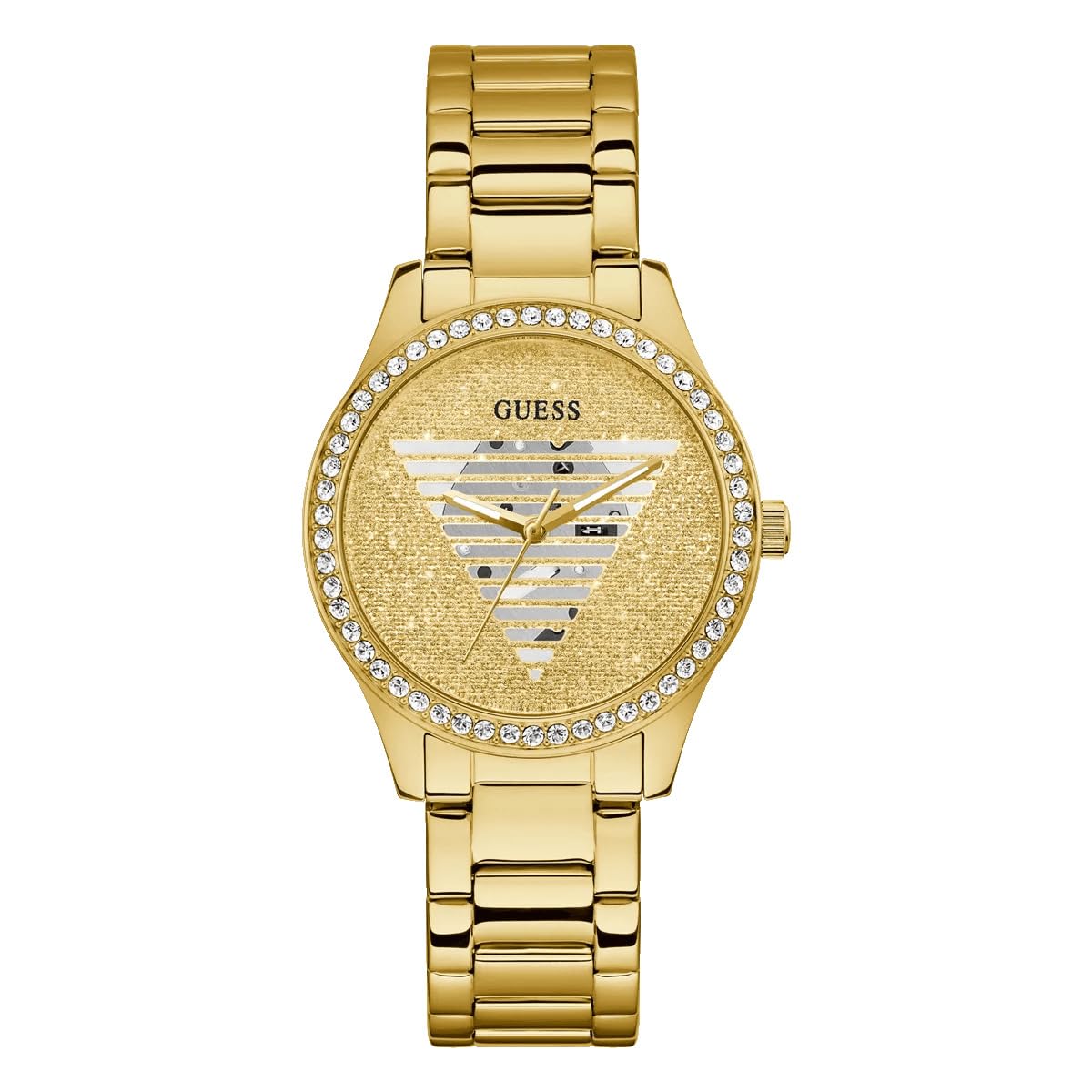 GUESSLadies 38mm Watch - White Strap White Dial Gold Tone Case