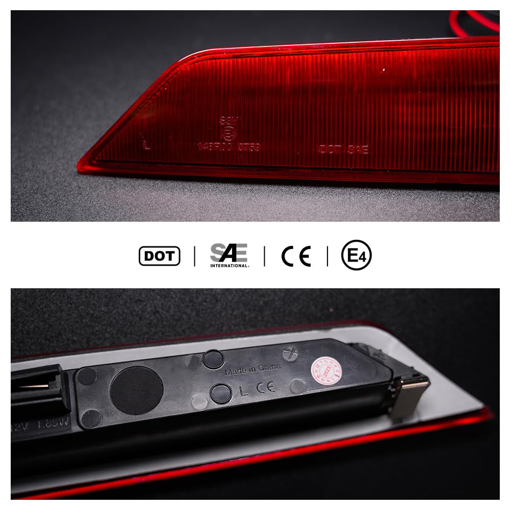 Terzo Stop per Fo.rd Transit Custom 2012-2022 LED terzo stop posteriore Transit Luce di stop posteriore di alto livello per porta della stalla 2 pezzi Lente rossa